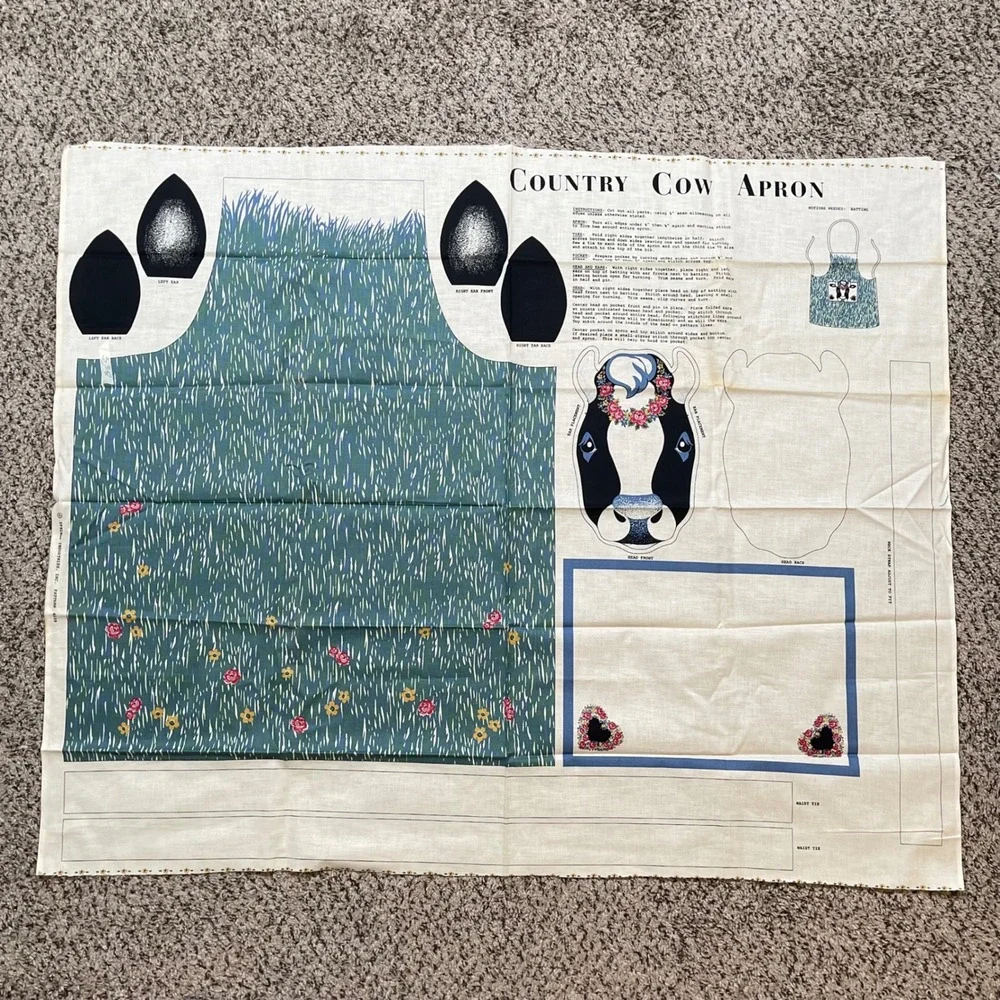 Vintage‎ Country Cow Apron Fabric Panel Springs Industries 6109 Cut N Sew Craft